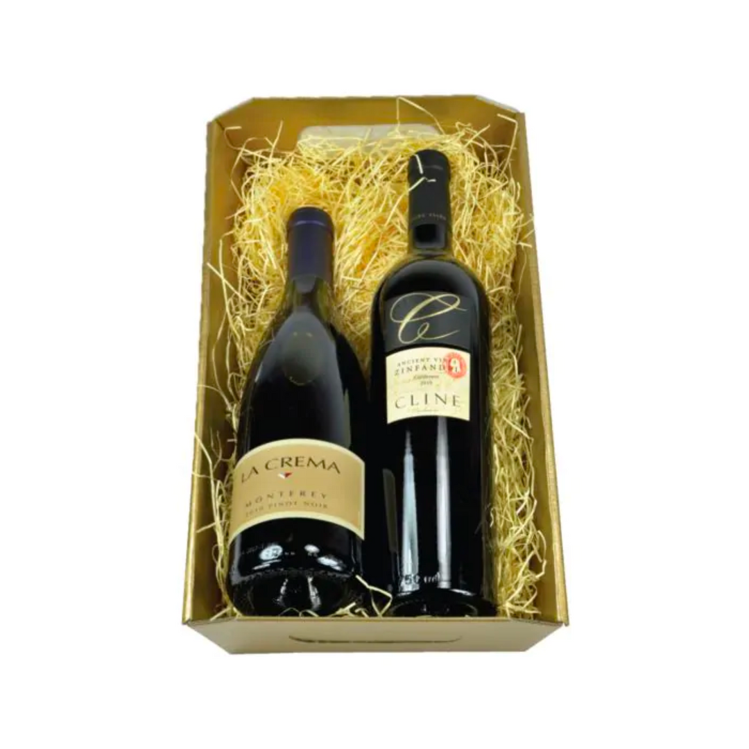 2 Bottle Gift Tray with Gold Foil